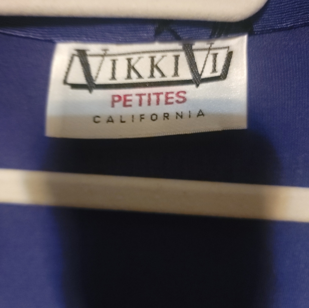 Vintage Petites Vikki Vi Abstract Open Front Blue Sweater Sz 14P - Picture 5 of 8